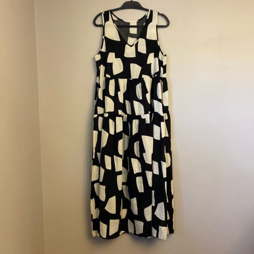💜YESNO V-neck Sleeveless Loose Fit Maxi Dress with Pockets size medium